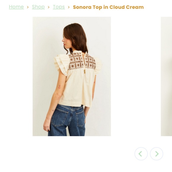 Anthropologie LOVE THE LABEL Sonora Flutter Sleeve Eyelet Top Cloud Cream Sz XS - Picture 3 of 10